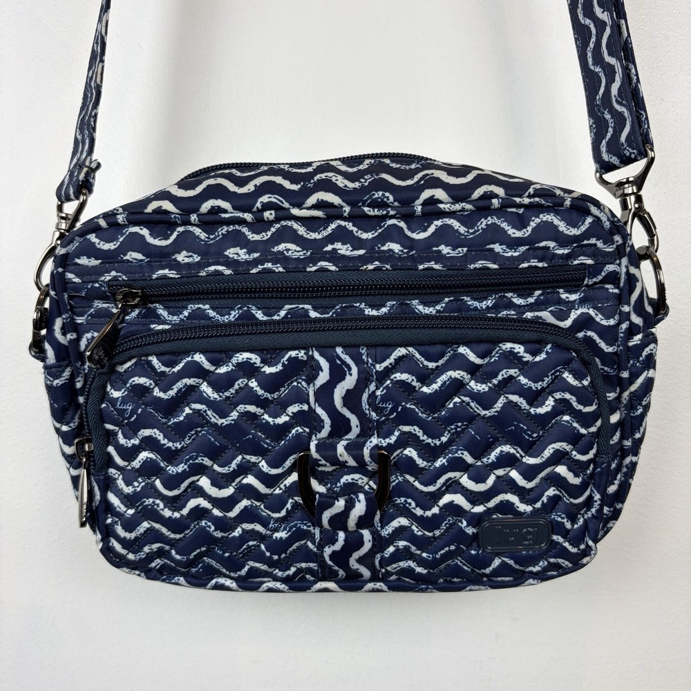 Lug Carousel Crossbody Bag Organizer Quilted Blue Travel Purse Navy Vacation